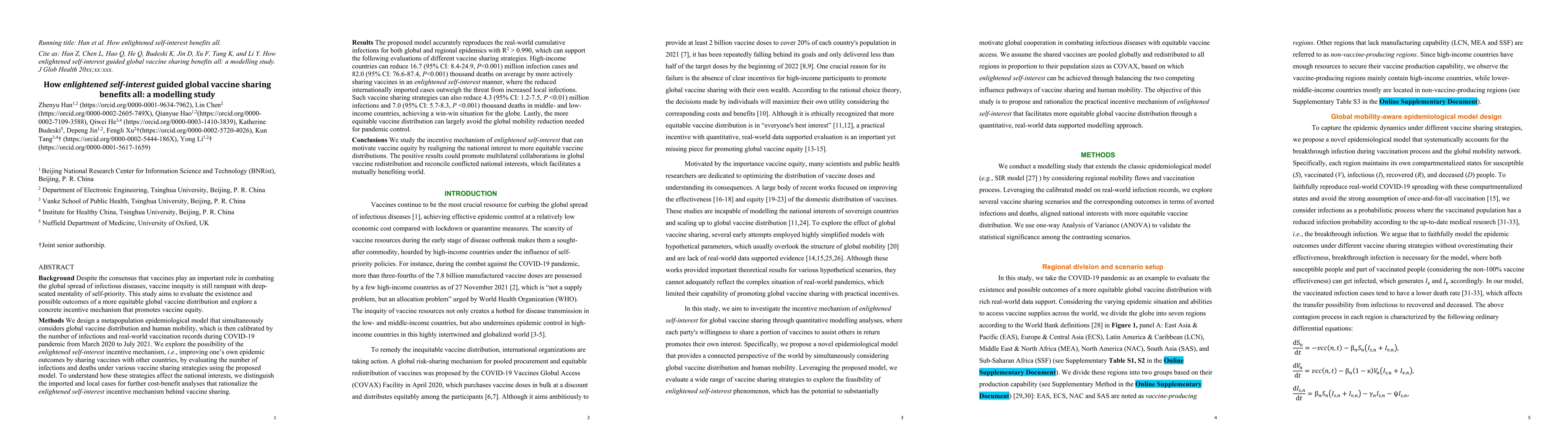Thumbnail for How enlightened self-interest guided global vaccine sharing benefits
  all: a modelling study