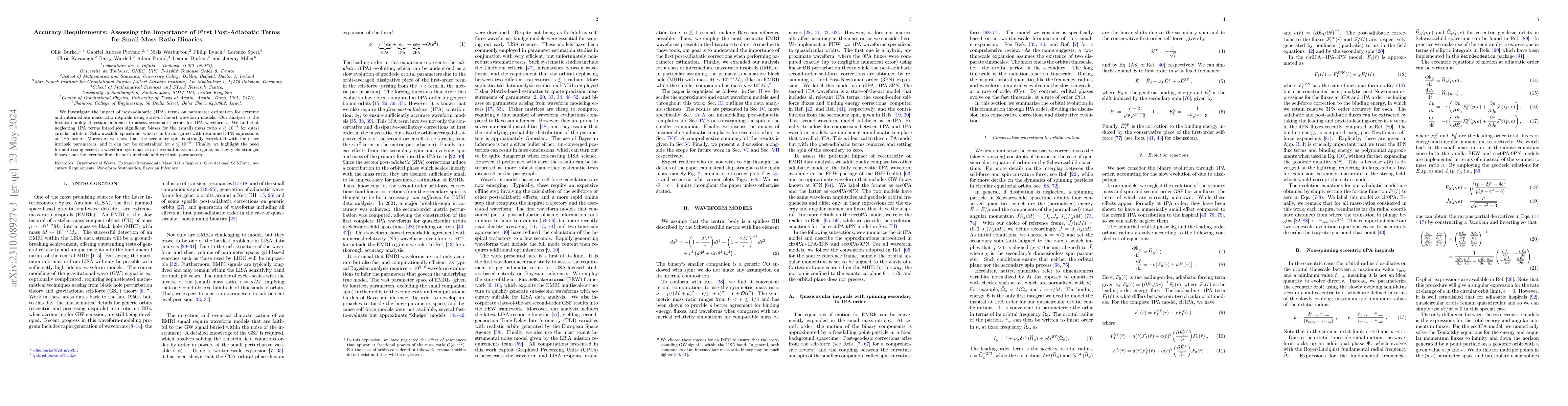 Thumbnail for Accuracy Requirements: Assessing the Importance of First Post-Adiabatic
  Terms for Small-Mass-Ratio Binaries