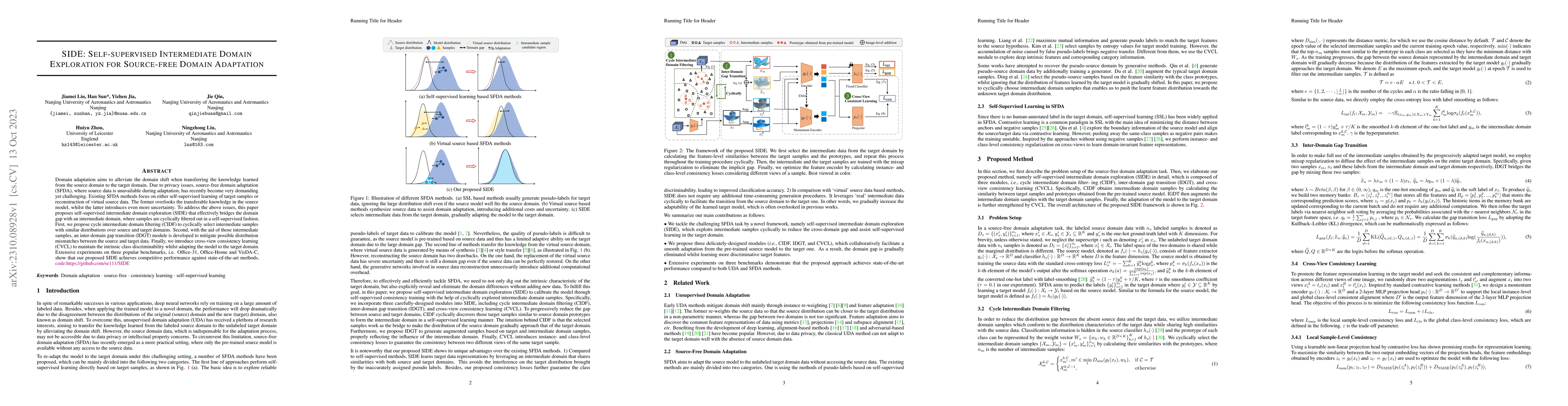 Thumbnail for SIDE: Self-supervised Intermediate Domain Exploration for Source-free
  Domain Adaptation