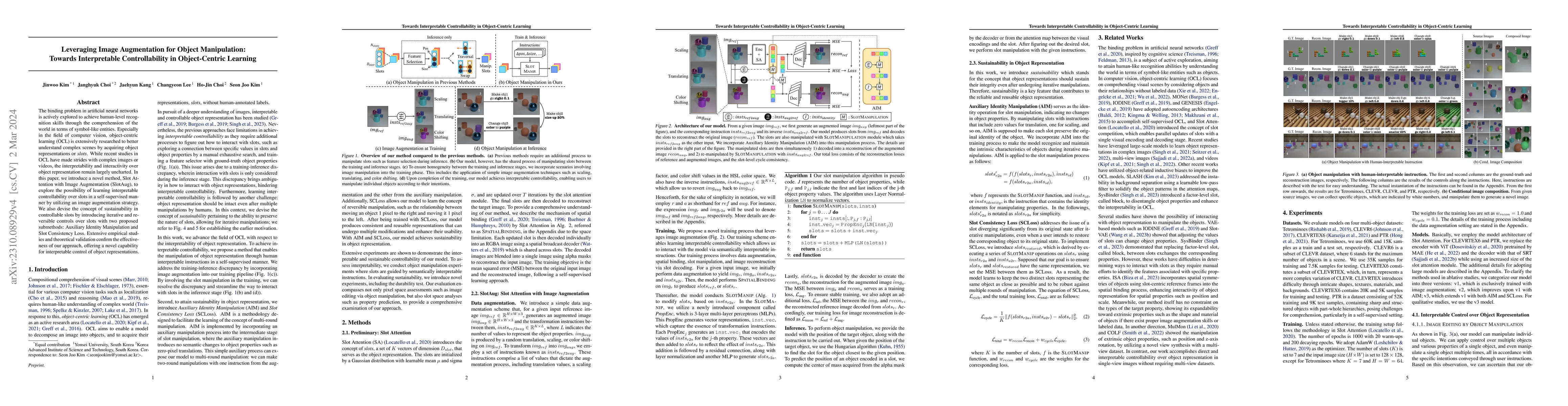 Thumbnail for Leveraging Image Augmentation for Object Manipulation: Towards
  Interpretable Controllability in Object-Centric Learning