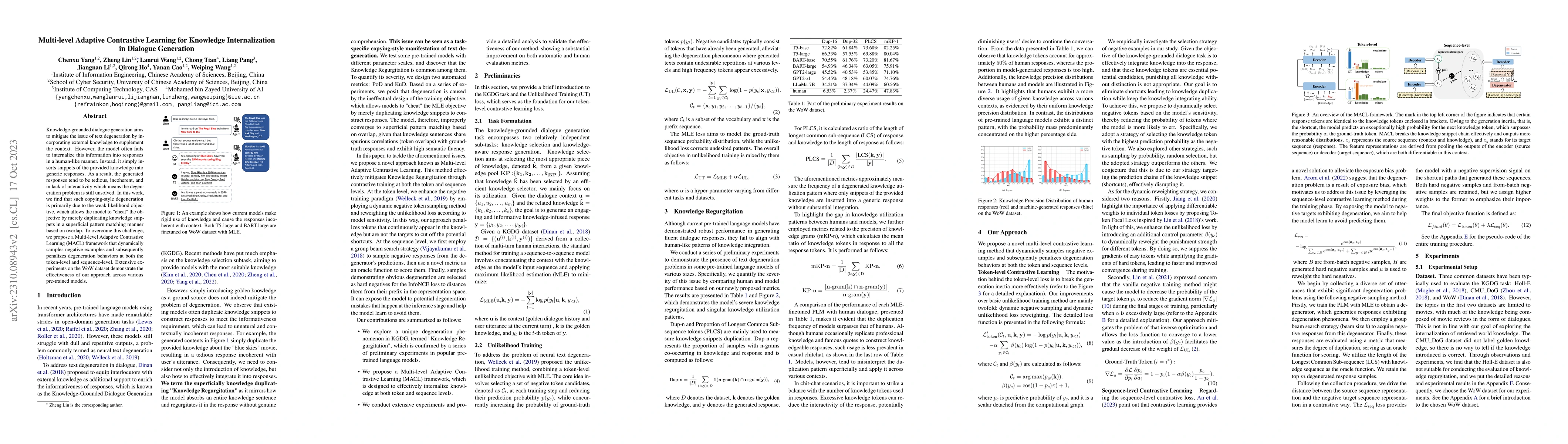Thumbnail for Multi-level Adaptive Contrastive Learning for Knowledge Internalization
  in Dialogue Generation