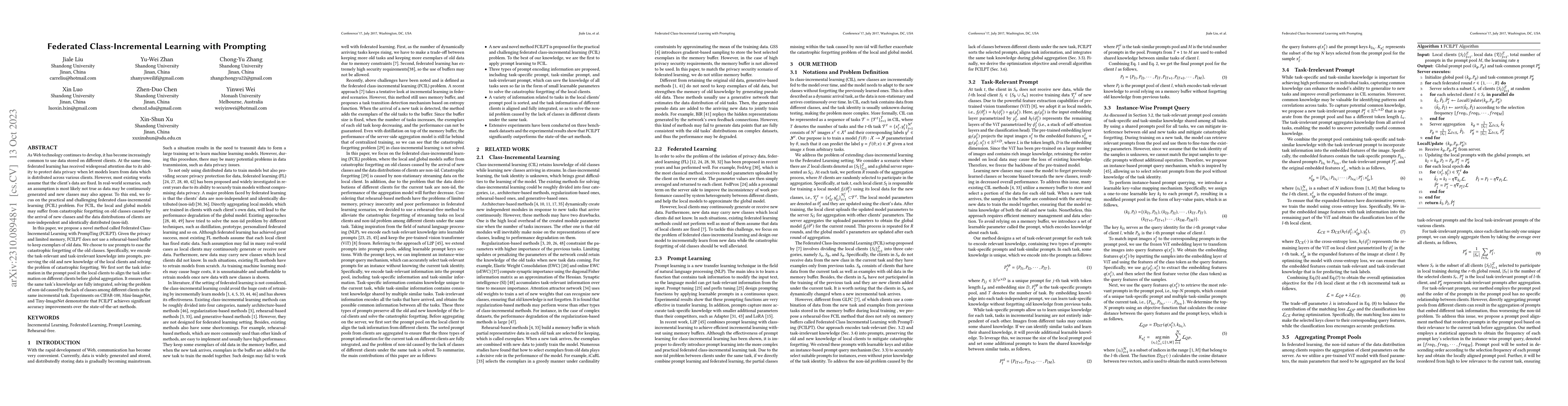 Thumbnail for Federated Class-Incremental Learning with Prompting