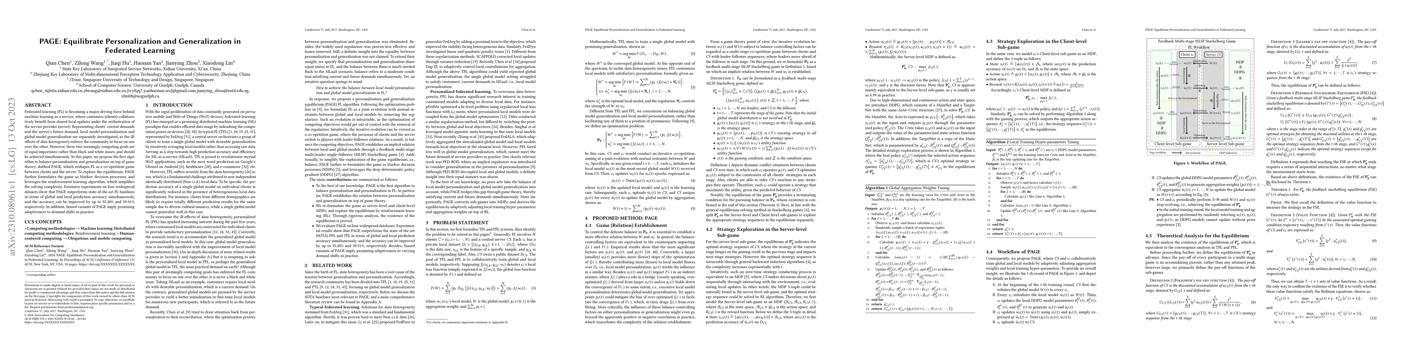 Thumbnail for PAGE: Equilibrate Personalization and Generalization in Federated
  Learning