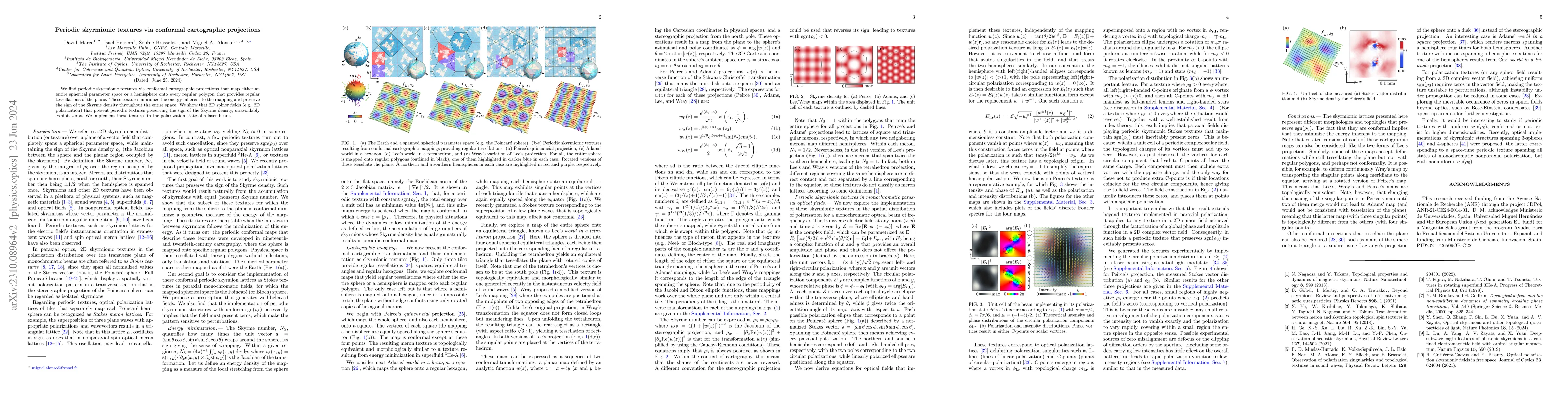 Thumbnail for Periodic skyrmionic textures via conformal cartographic projections