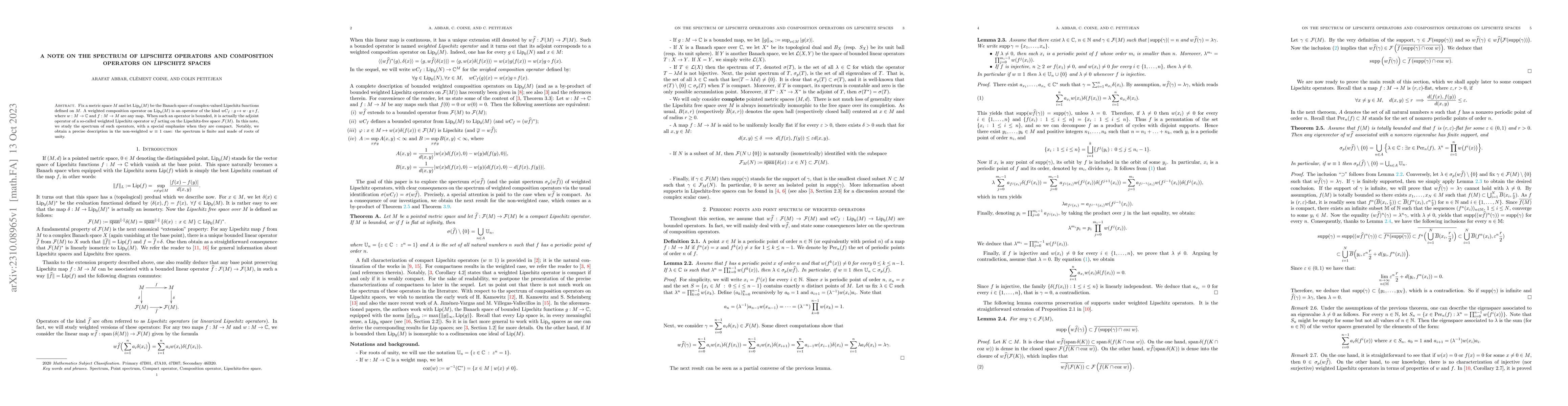 Thumbnail for A note on the spectrum of Lipschitz operators and composition operators
  on Lipschitz spaces