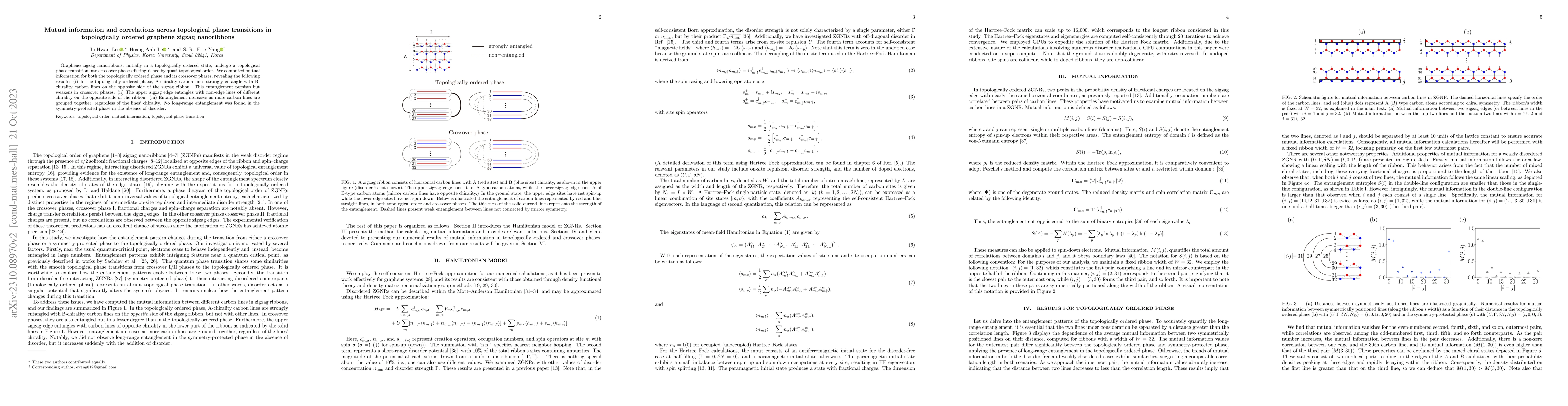 Thumbnail for Mutual information and correlations across topological phase transitions
  in topologically ordered graphene zigzag nanoribbons