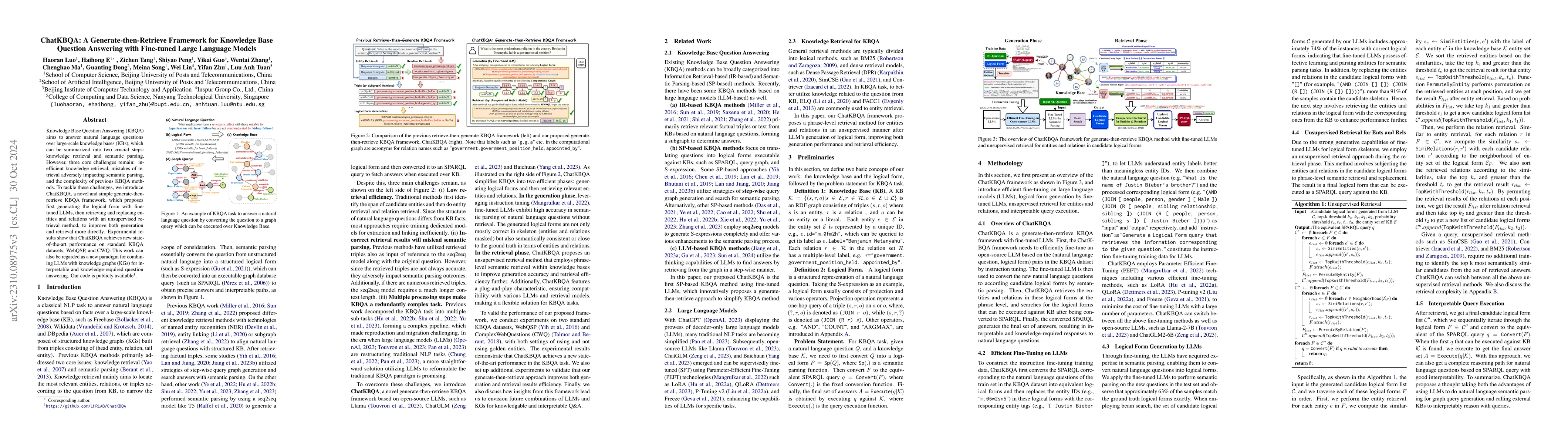 Thumbnail for ChatKBQA: A Generate-then-Retrieve Framework for Knowledge Base Question
  Answering with Fine-tuned Large Language Models
