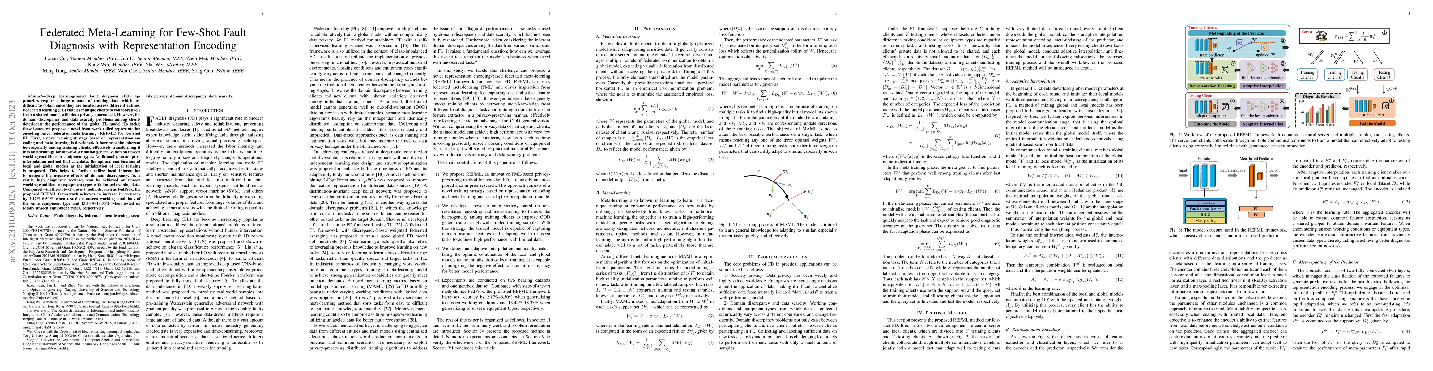 Thumbnail for Federated Meta-Learning for Few-Shot Fault Diagnosis with Representation
  Encoding
