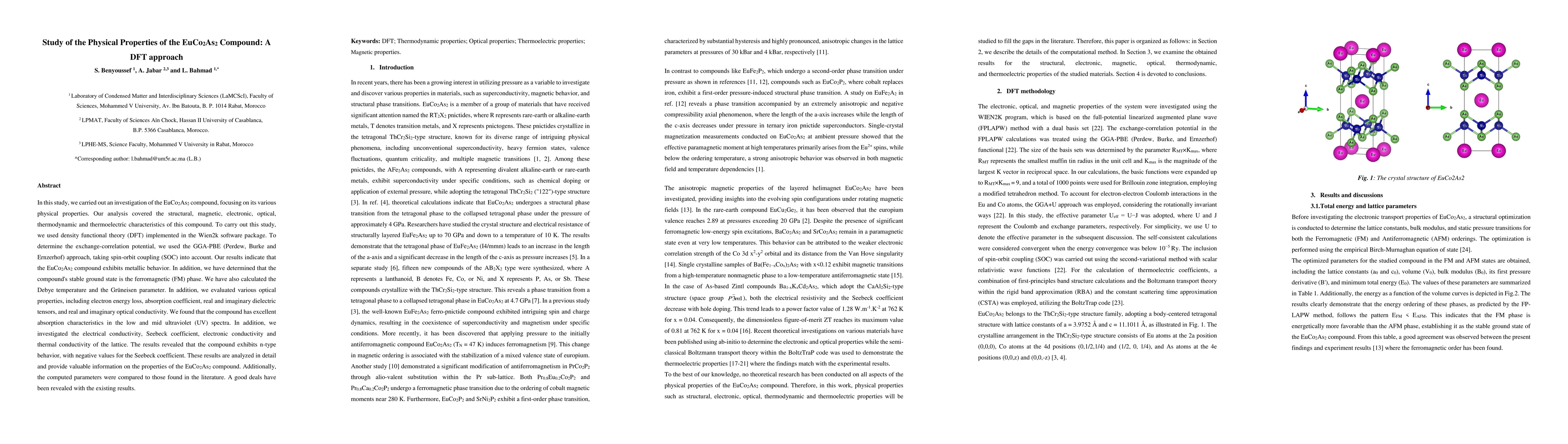 Thumbnail for Study of the Physical Properties of the EuCoA$_2$As$_2$ Compound: A DFT
  approach