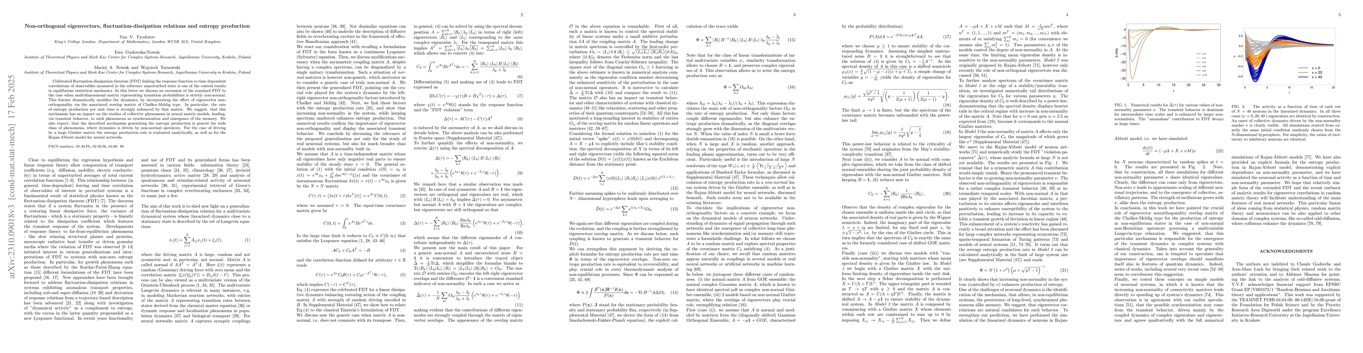 Thumbnail for Non-orthogonal eigenvectors, fluctuation-dissipation relations and
  entropy production