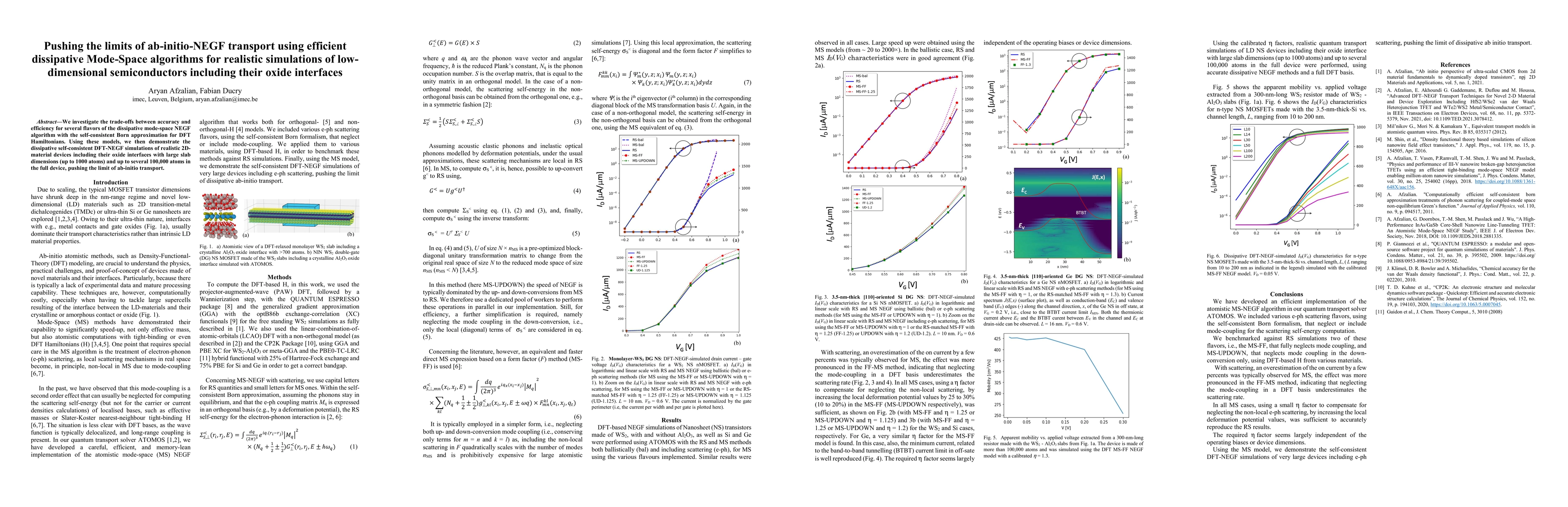 Thumbnail for Pushing the limits of ab-initio-NEGF transport using efficient
  dissipative Mode-Space algorithms for realistic simulations of
  low-dimensional semiconductors including their oxide interfaces