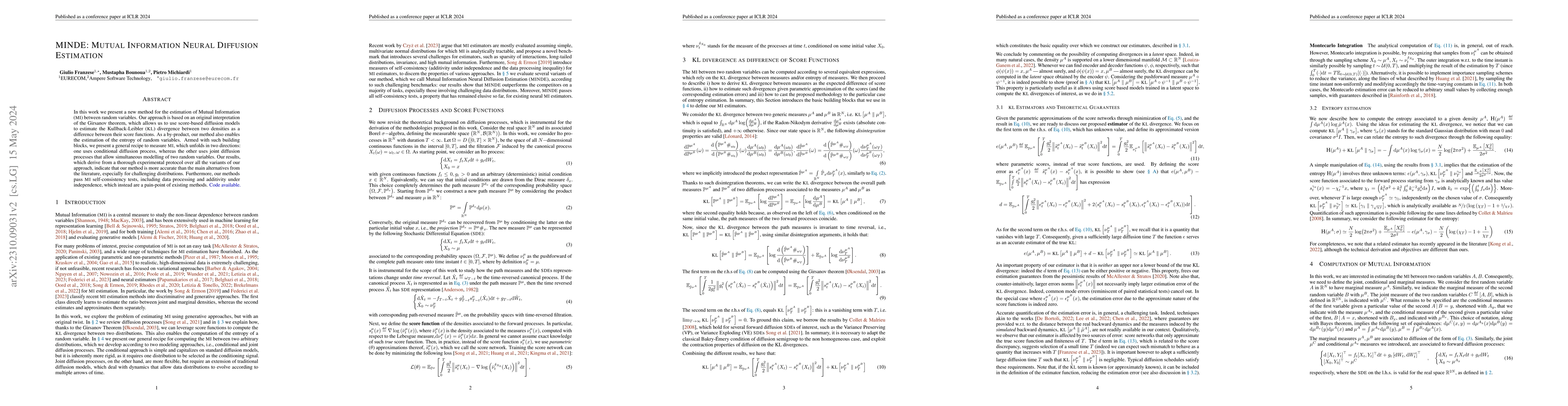 Thumbnail for MINDE: Mutual Information Neural Diffusion Estimation