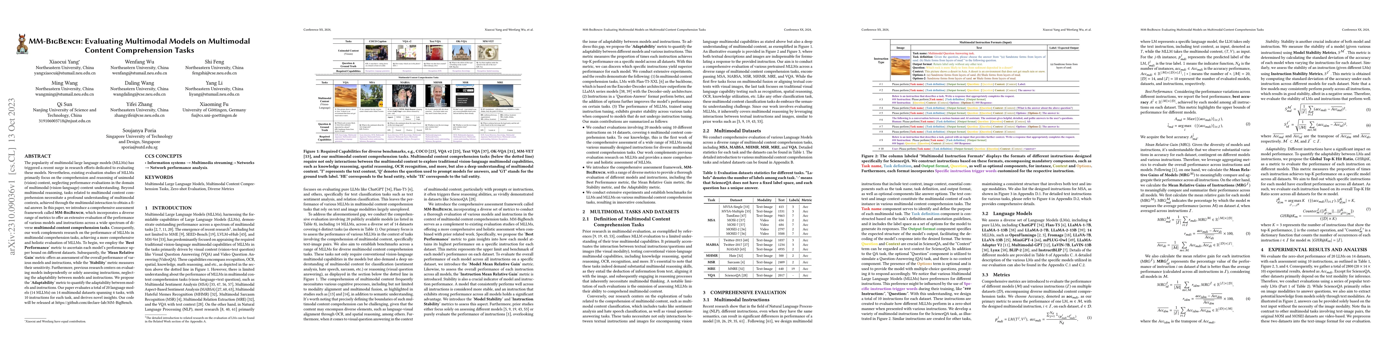 Thumbnail for MM-BigBench: Evaluating Multimodal Models on Multimodal Content
  Comprehension Tasks