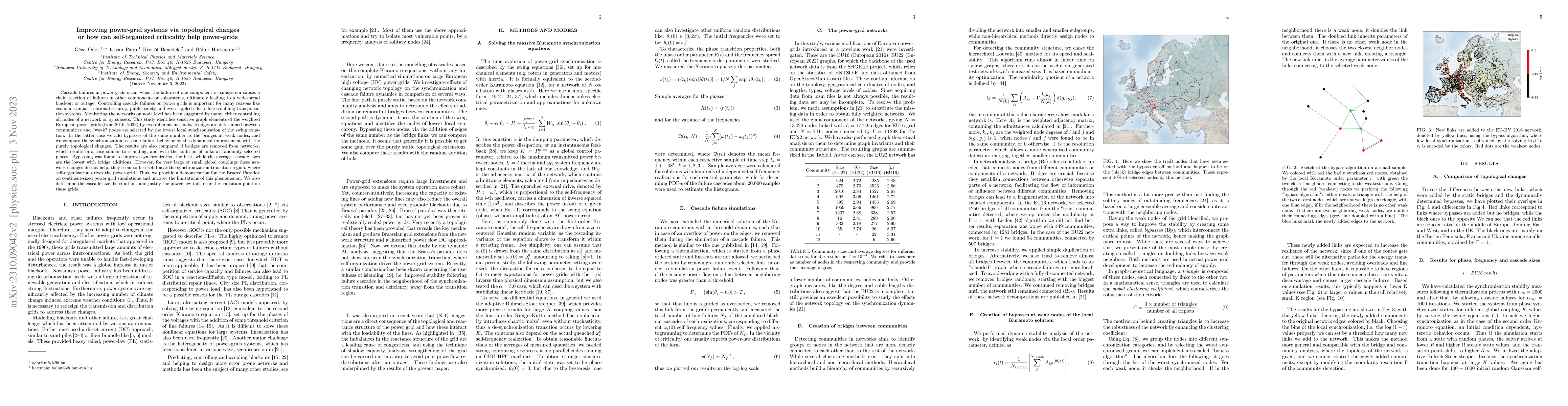Thumbnail for Improving power-grid systems via topological changes, or how
  self-organized criticality can help stability