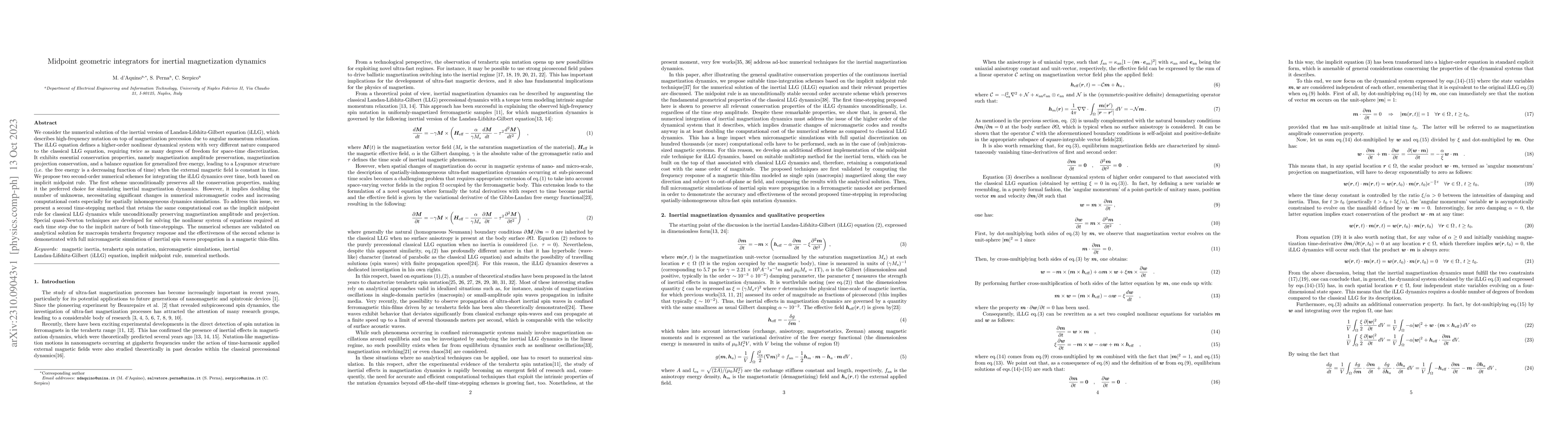 Thumbnail for Midpoint geometric integrators for inertial magnetization dynamics