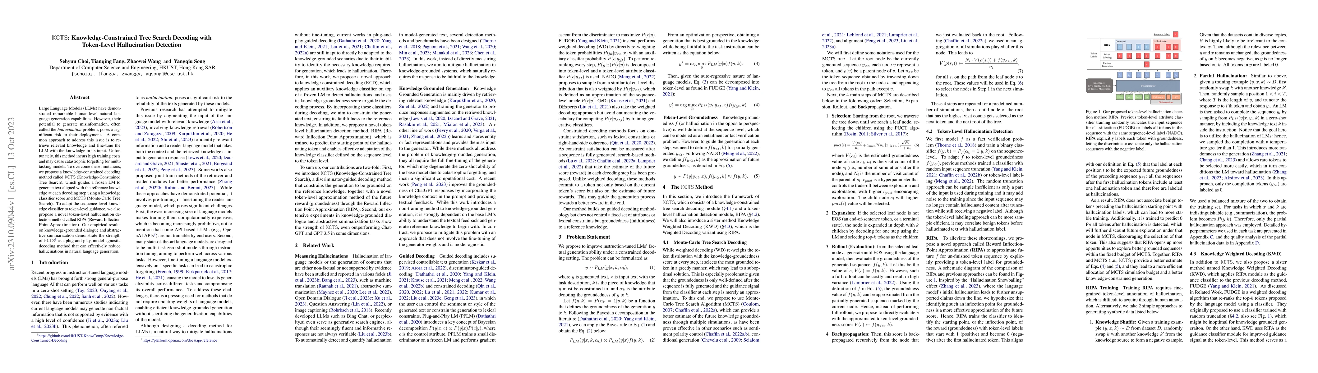 Thumbnail for KCTS: Knowledge-Constrained Tree Search Decoding with Token-Level
  Hallucination Detection