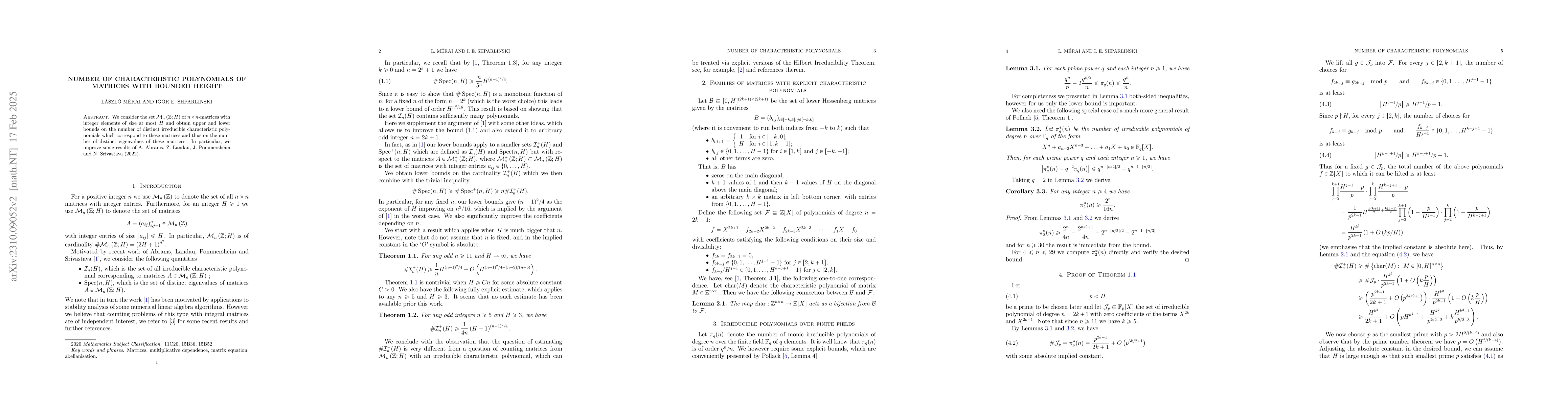 Thumbnail for Number of characteristic polynomials of matrices with bounded height