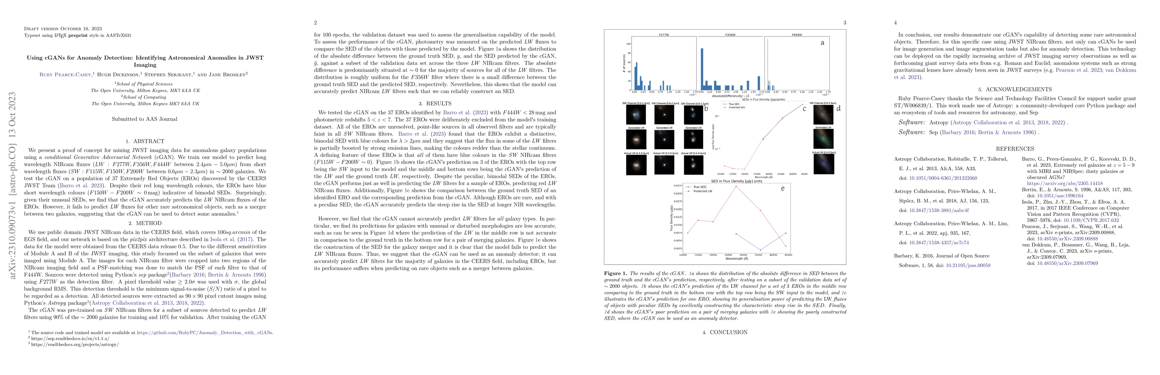 Thumbnail for Using cGANs for Anomaly Detection: Identifying Astronomical Anomalies in
  JWST NIRcam Imaging