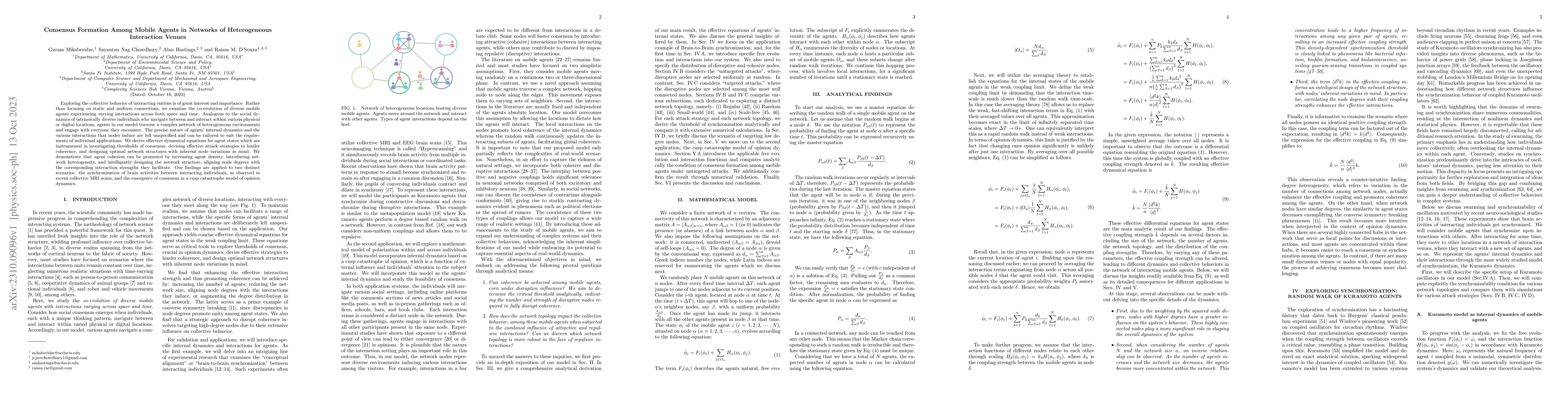 Thumbnail for Consensus Formation Among Mobile Agents in Networks of Heterogeneous
  Interaction Venues