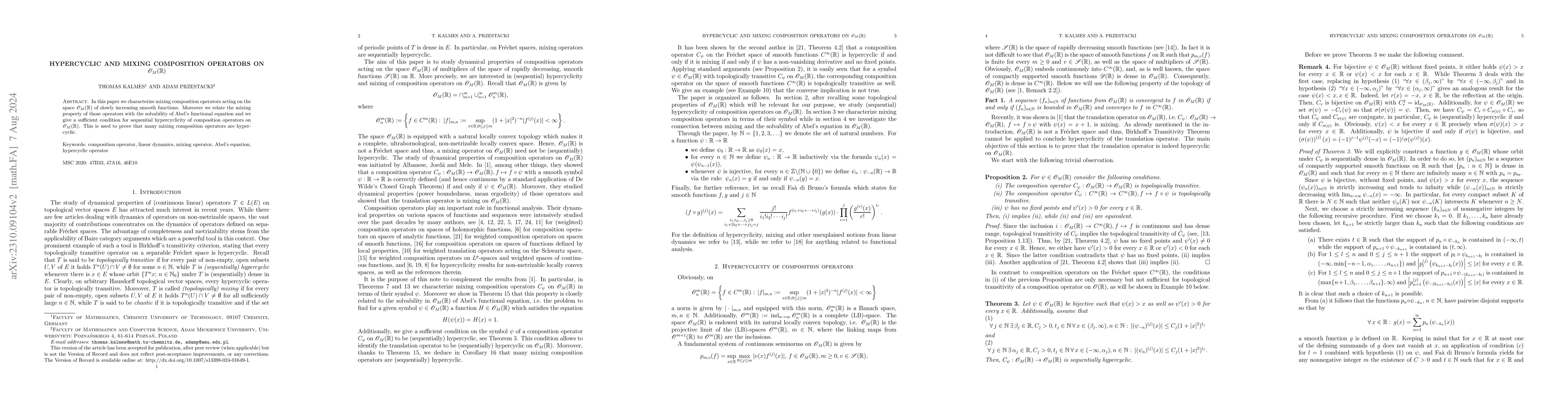 Thumbnail for Hypercyclic and mixing composition operators on
  $\mathscr{O}_M(\mathbb{R})$