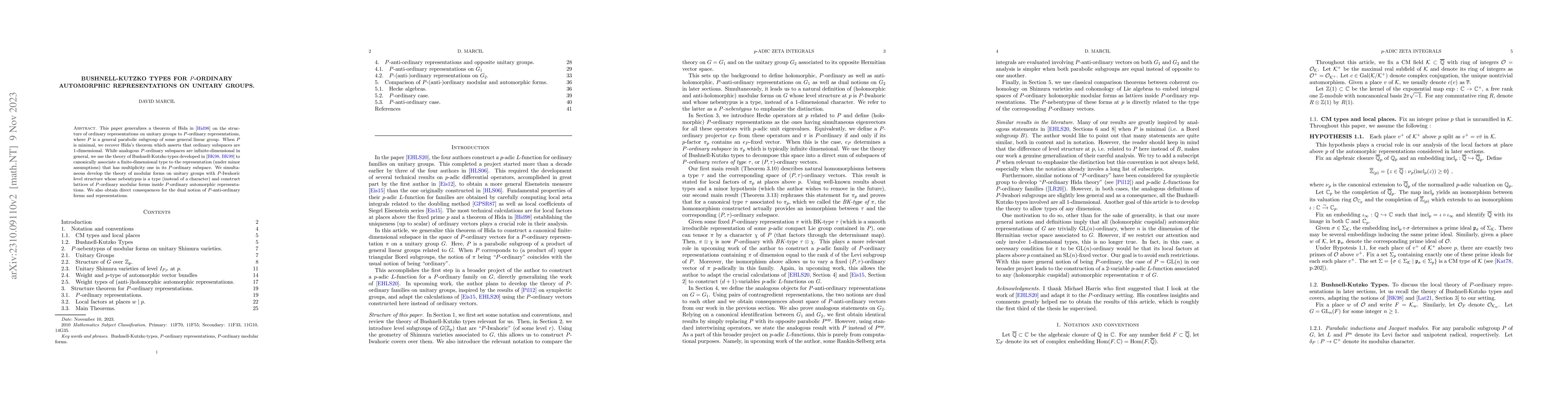 Thumbnail for Bushnell-Kutzko types for $P$-ordinary automorphic representations on
  unitary groups