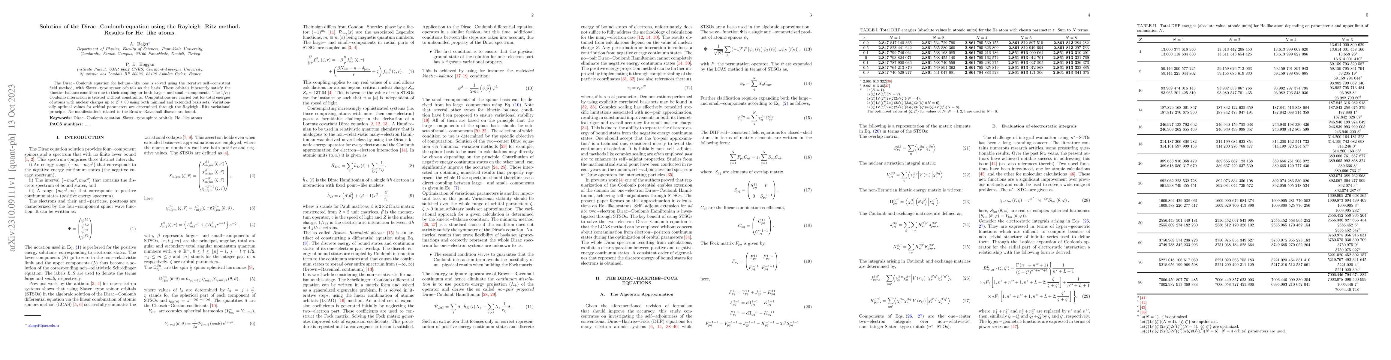 Thumbnail for Solution of the Dirac-Coulomb equation using the Rayleigh-Ritz method.
  Results for He-like atoms