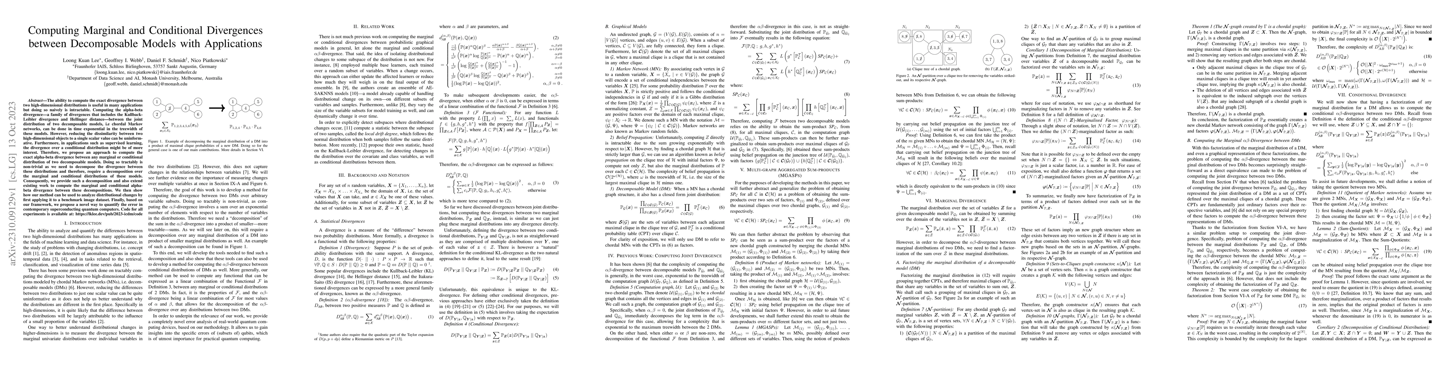 Thumbnail for Computing Marginal and Conditional Divergences between Decomposable
  Models with Applications
