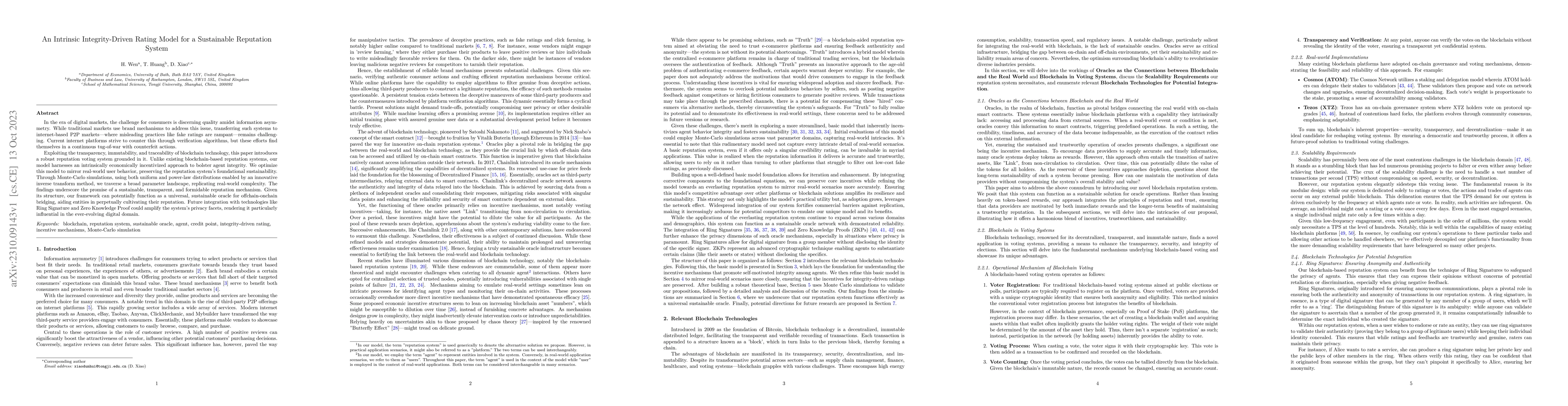 Thumbnail for An Intrinsic Integrity-Driven Rating Model for a Sustainable Reputation
  System