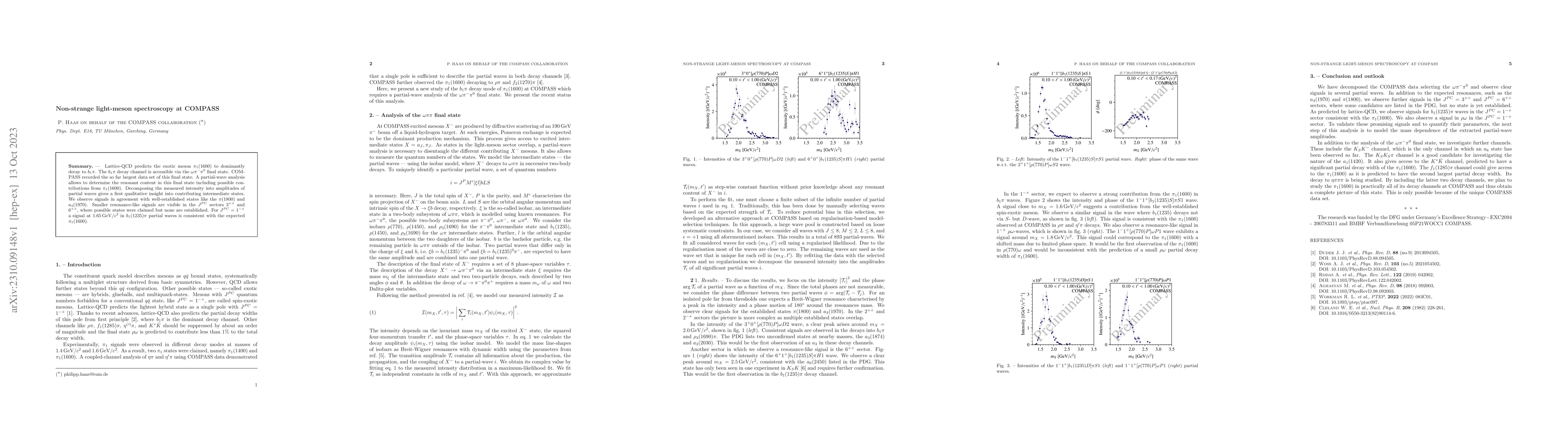 Thumbnail for Non-strange light-meson spectroscopy at COMPASS