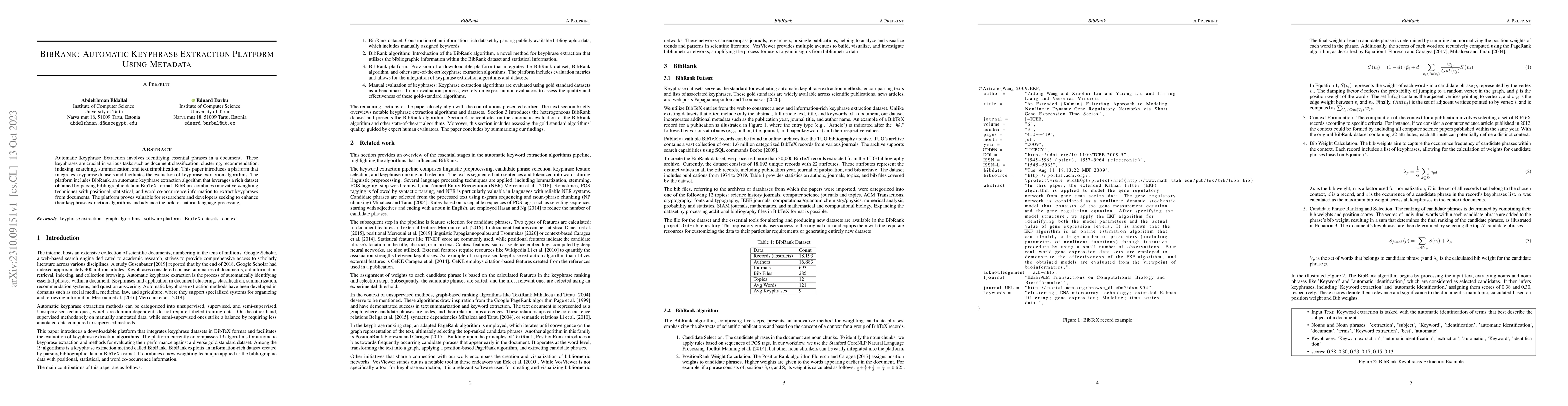 Thumbnail for BibRank: Automatic Keyphrase Extraction Platform Using~Metadata