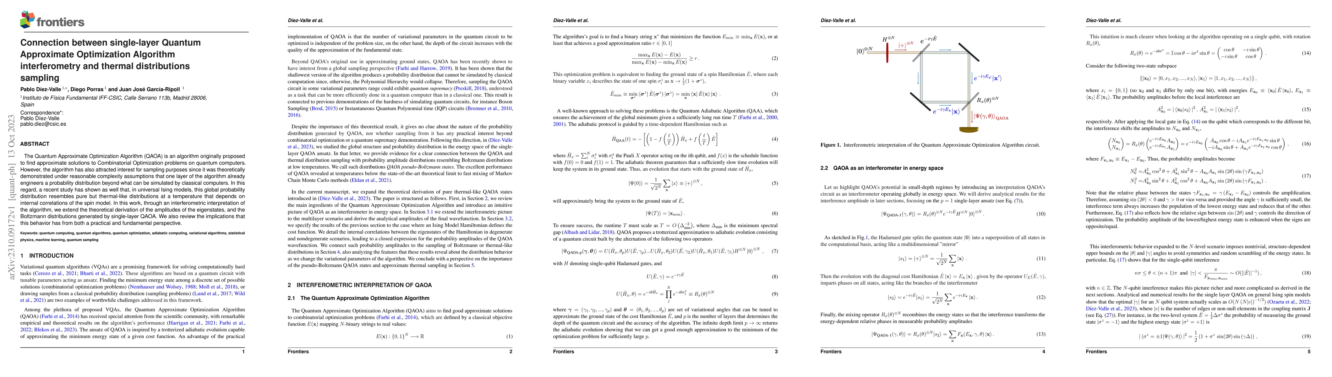 Thumbnail for Connection between single-layer Quantum Approximate Optimization
  Algorithm interferometry and thermal distributions sampling