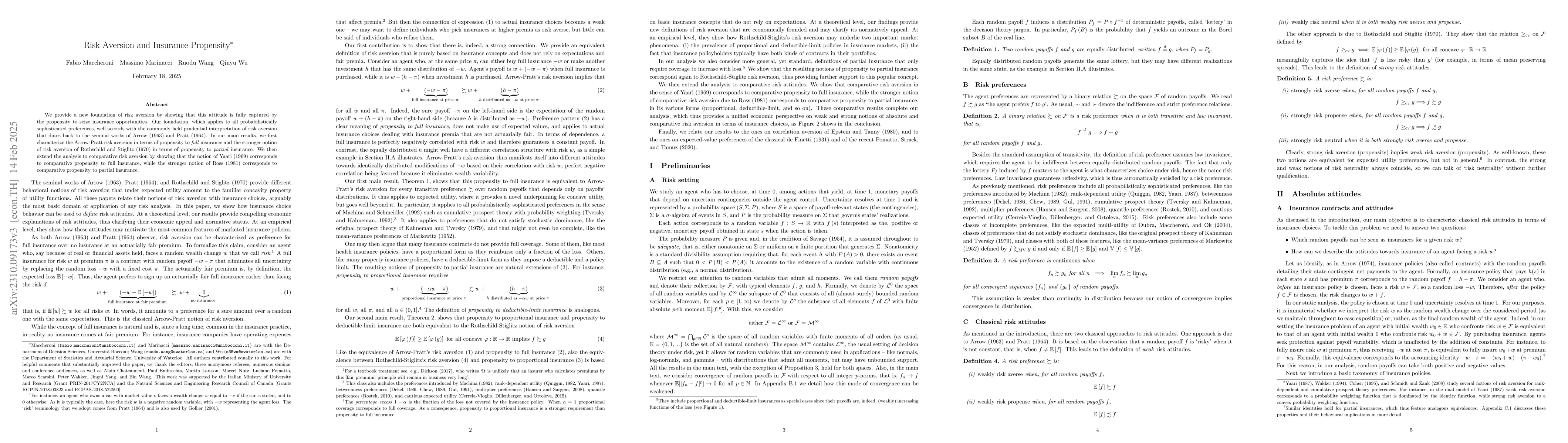 Thumbnail for Risk Aversion and Insurance Propensity