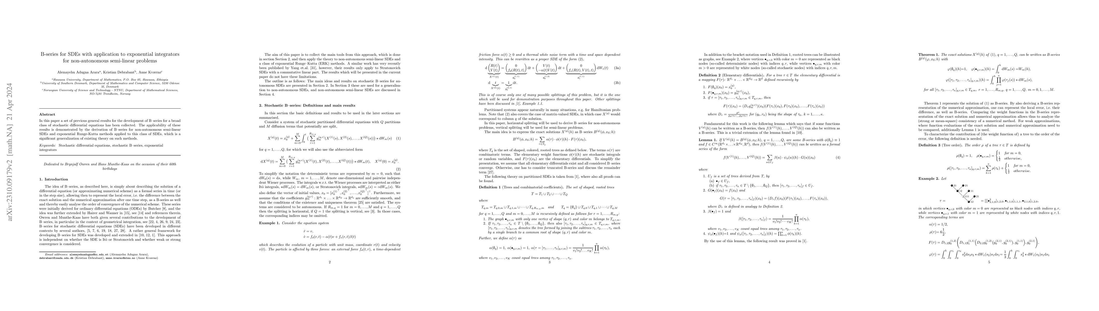 Thumbnail for B-series for SDEs with application to exponential integrators for
  non-autonomous semi-linear problems