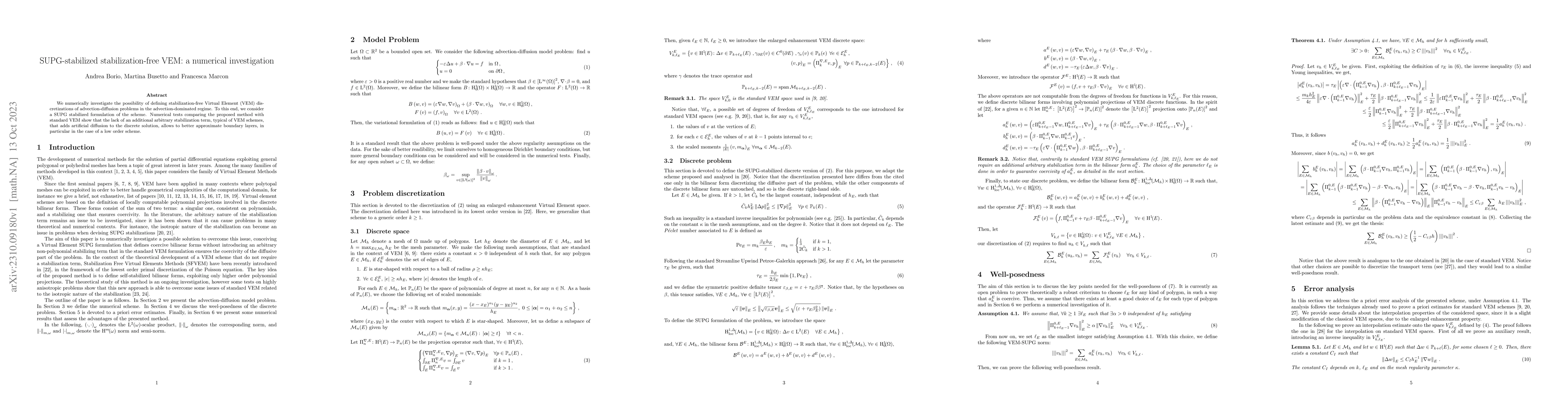 Thumbnail for SUPG-stabilized stabilization-free VEM: a numerical investigation