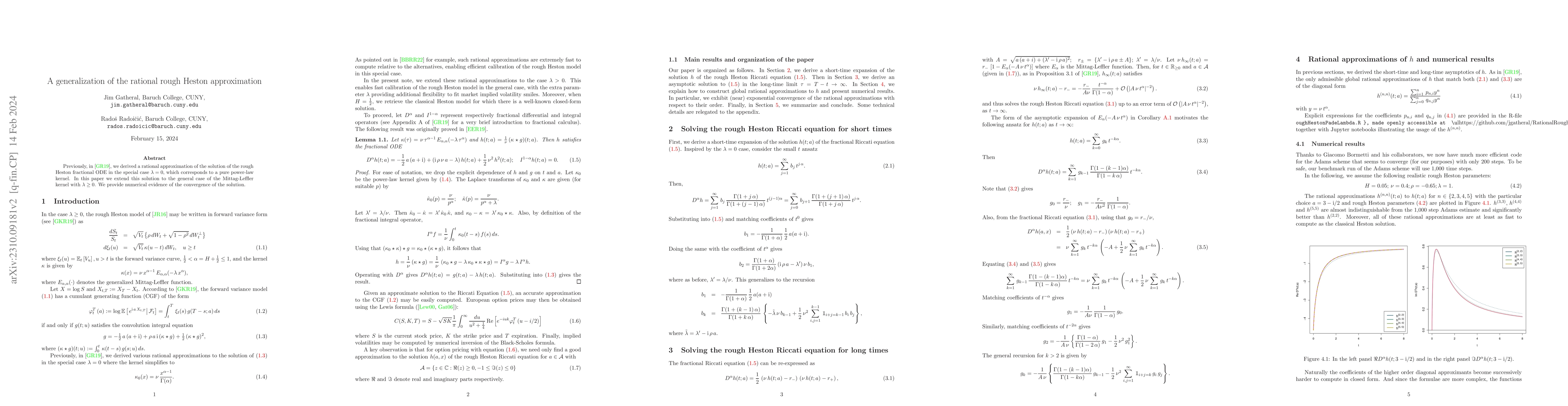 Thumbnail for A generalization of the rational rough Heston approximation