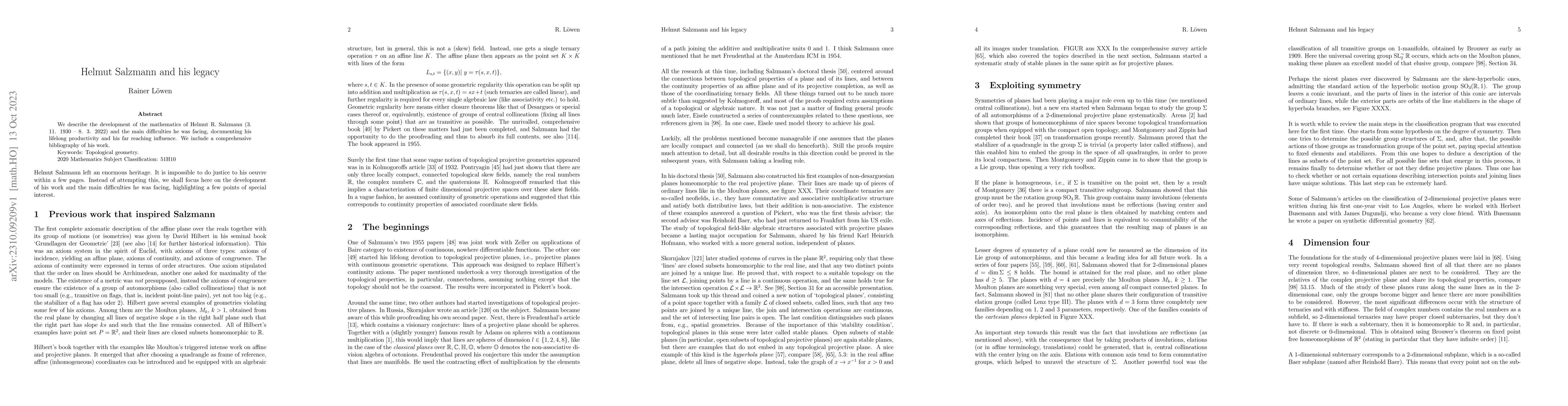 Thumbnail for Helmut Salzmann and his Legacy
