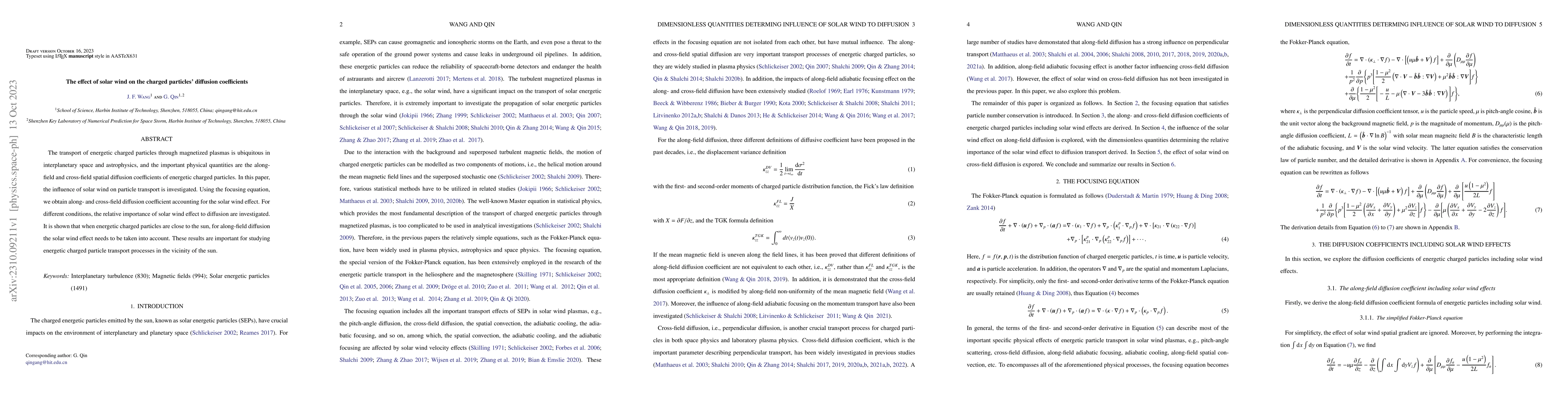 Thumbnail for The effect of solar wind on the charged particles' diffusion
  coefficients