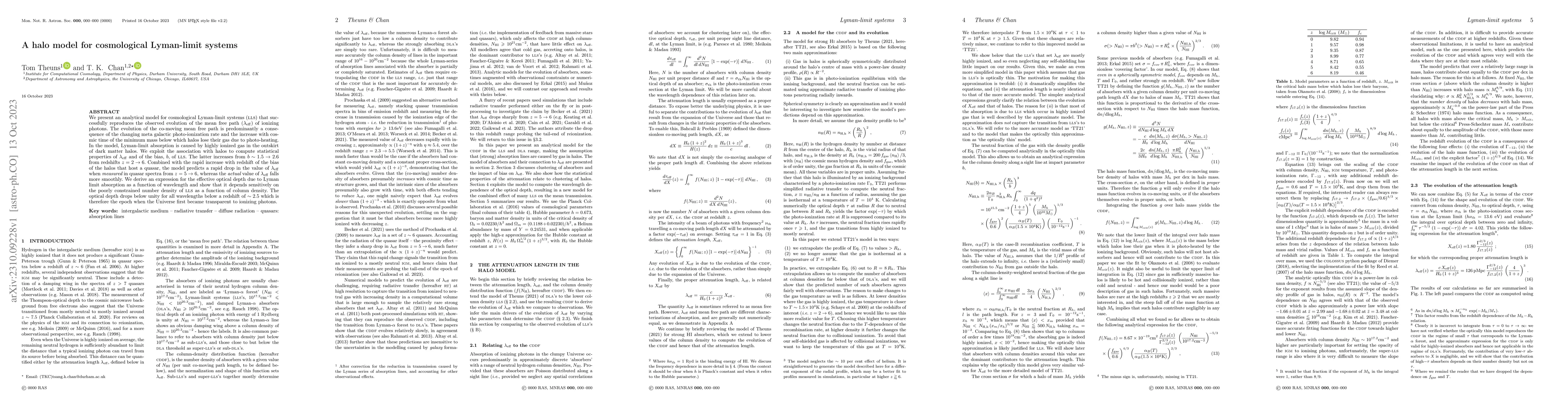 Thumbnail for A halo model for cosmological Lyman-limit systems