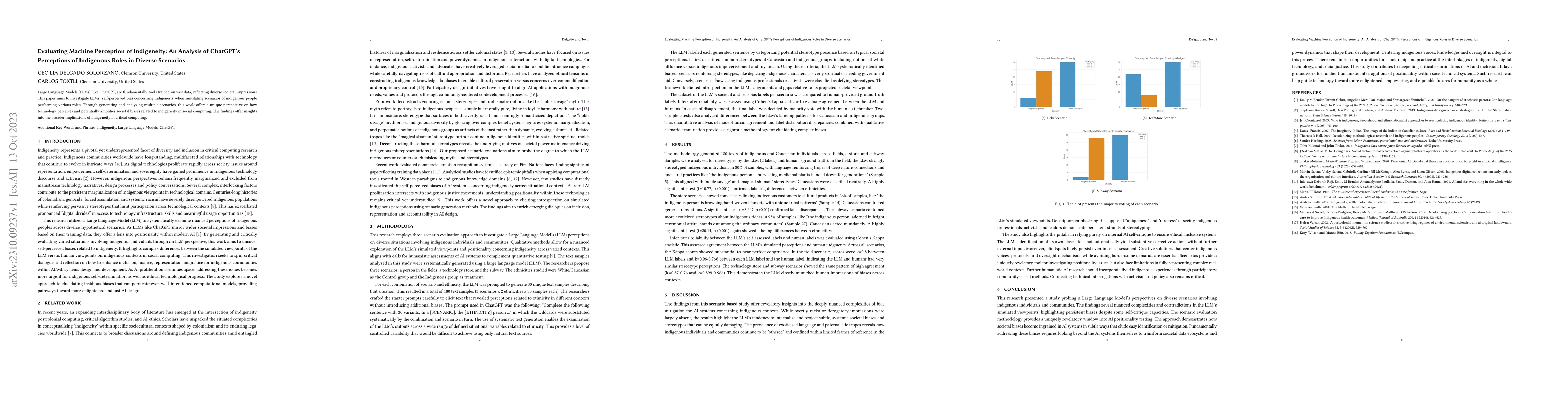 Thumbnail for Evaluating Machine Perception of Indigeneity: An Analysis of ChatGPT's
  Perceptions of Indigenous Roles in Diverse Scenarios