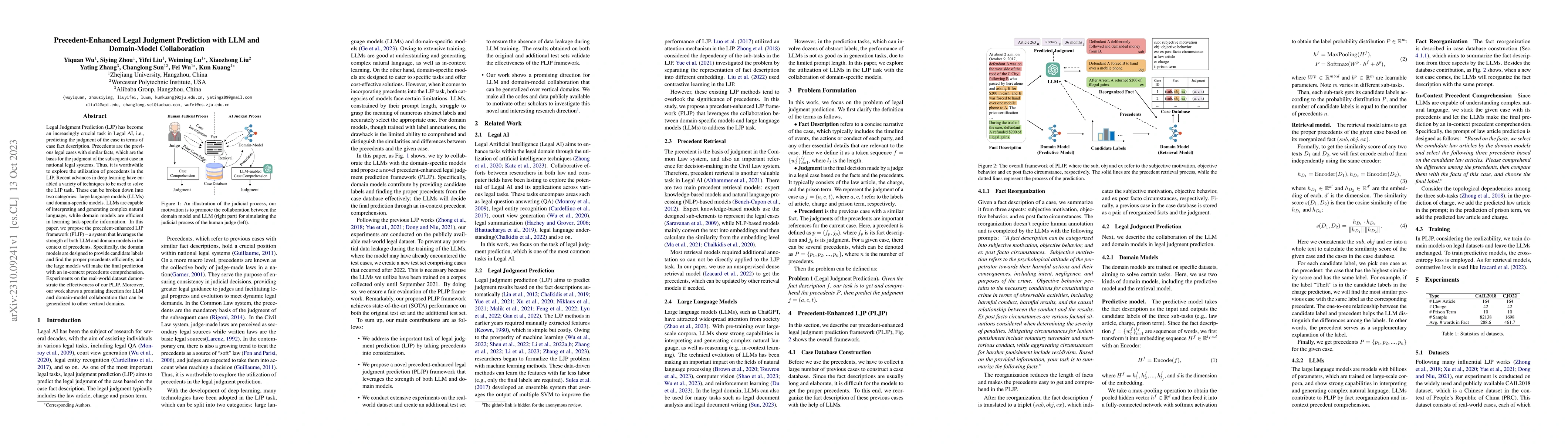 Thumbnail for Precedent-Enhanced Legal Judgment Prediction with LLM and Domain-Model
  Collaboration