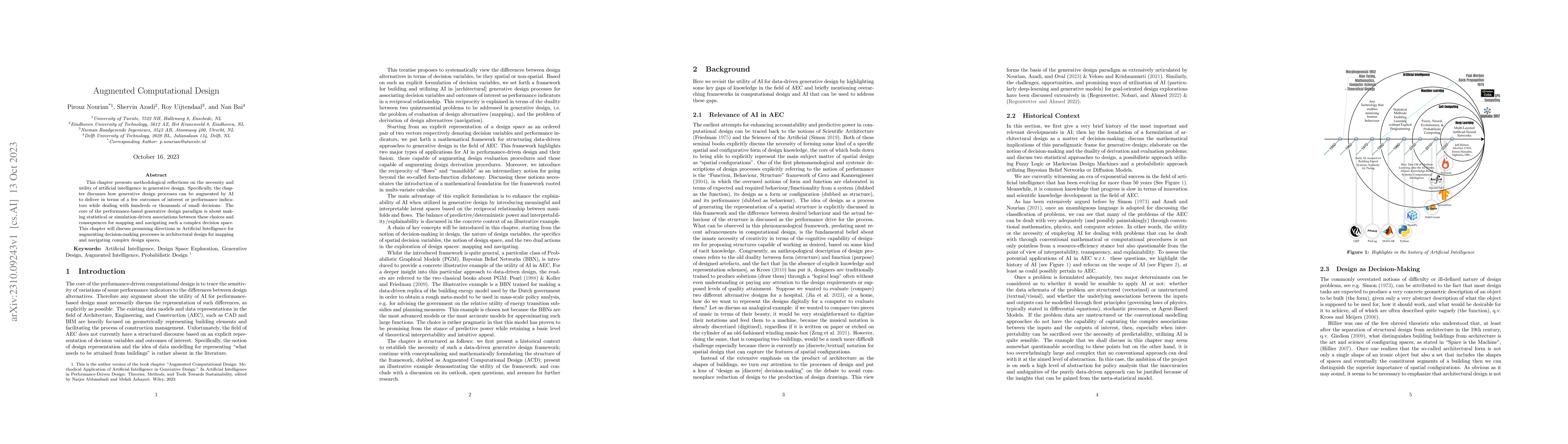 Thumbnail for Augmented Computational Design: Methodical Application of Artificial
  Intelligence in Generative Design