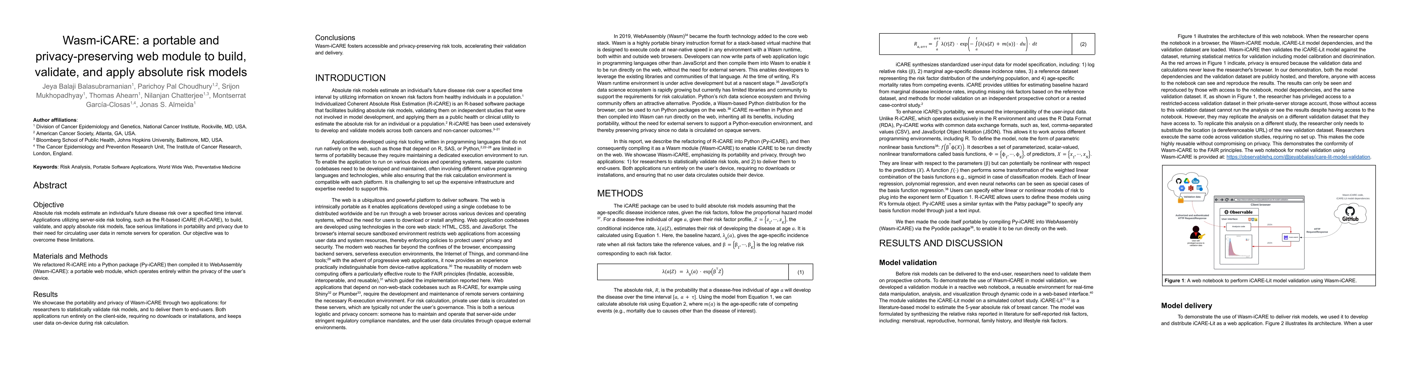 Thumbnail for Wasm-iCARE: a portable and privacy-preserving web module to build,
  validate, and apply absolute risk models