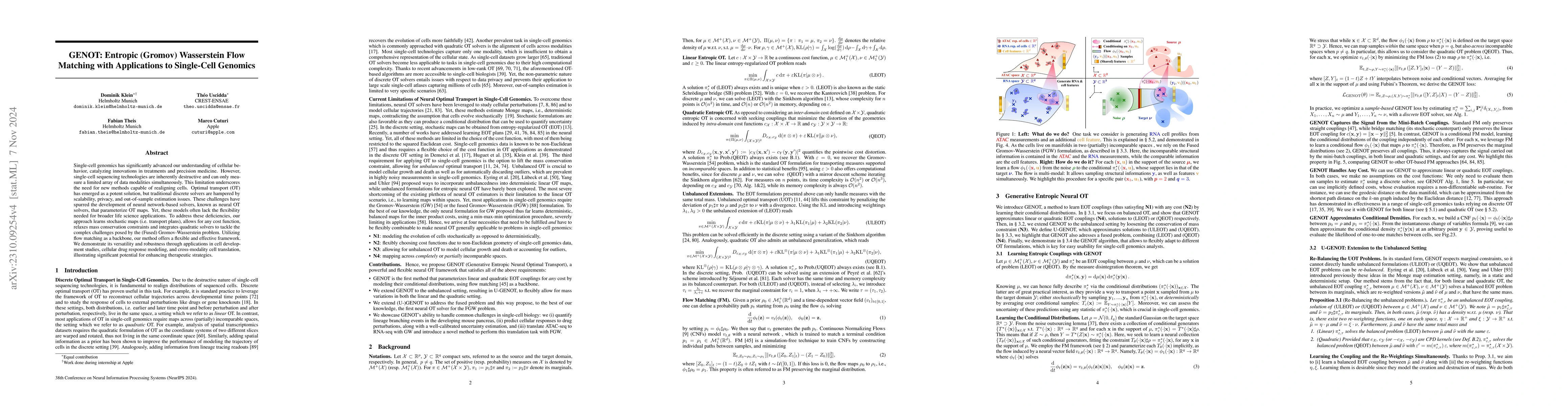 Thumbnail for Entropic (Gromov) Wasserstein Flow Matching with GENOT