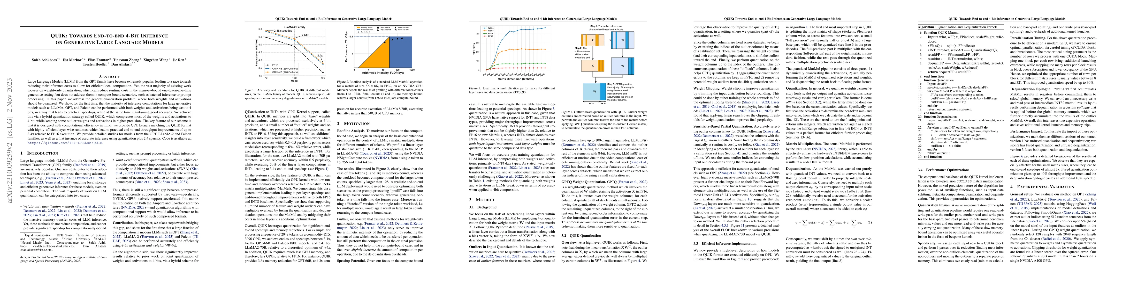 Thumbnail for QUIK: Towards End-to-End 4-Bit Inference on Generative Large Language
  Models