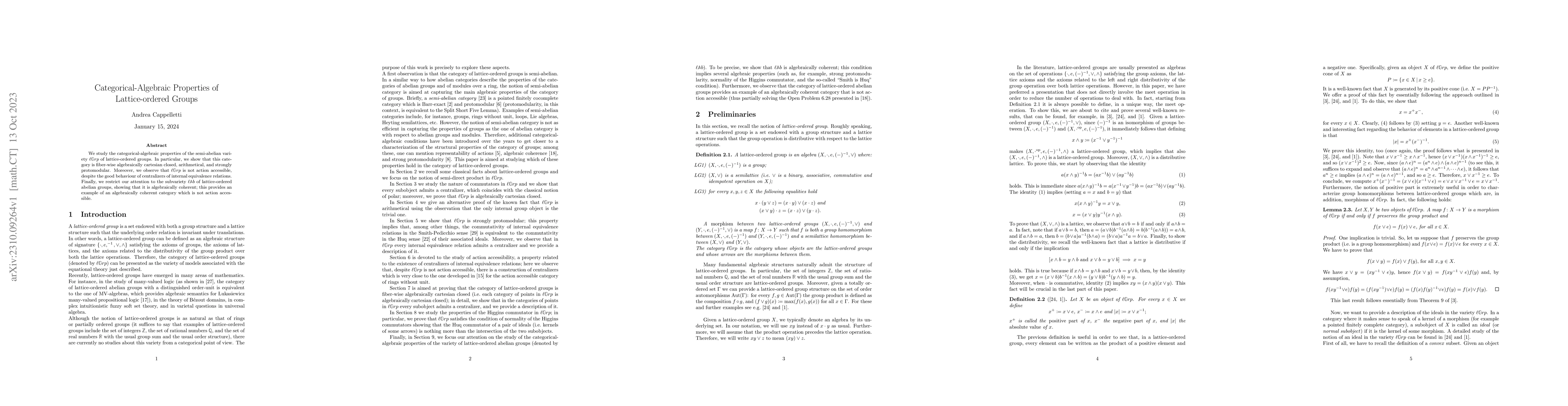 Thumbnail for Categorical-Algebraic Properties of Lattice-ordered Groups
