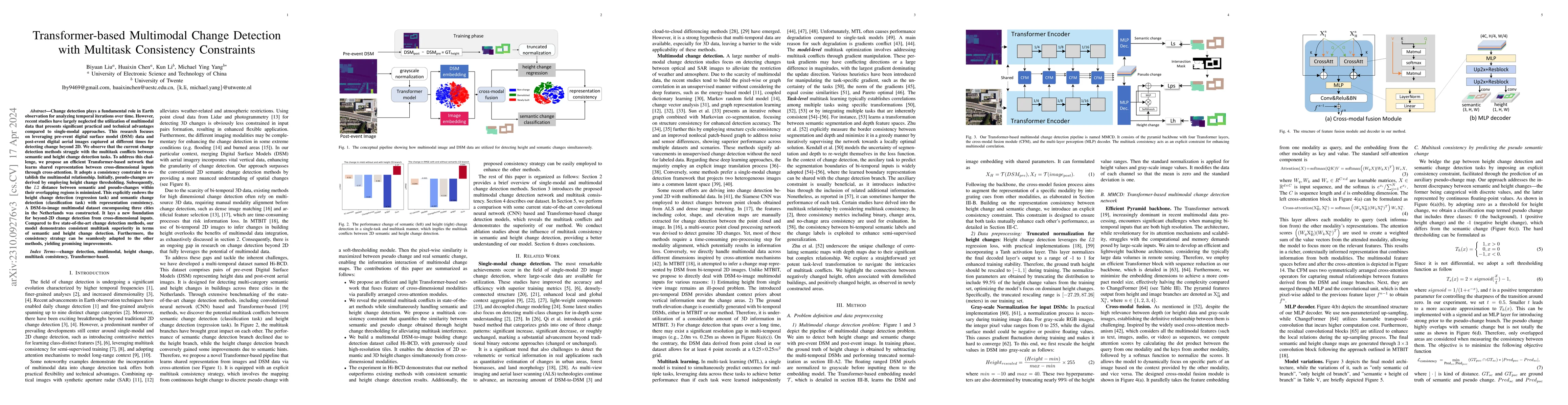 Thumbnail for Transformer-based Multimodal Change Detection with Multitask Consistency
  Constraints