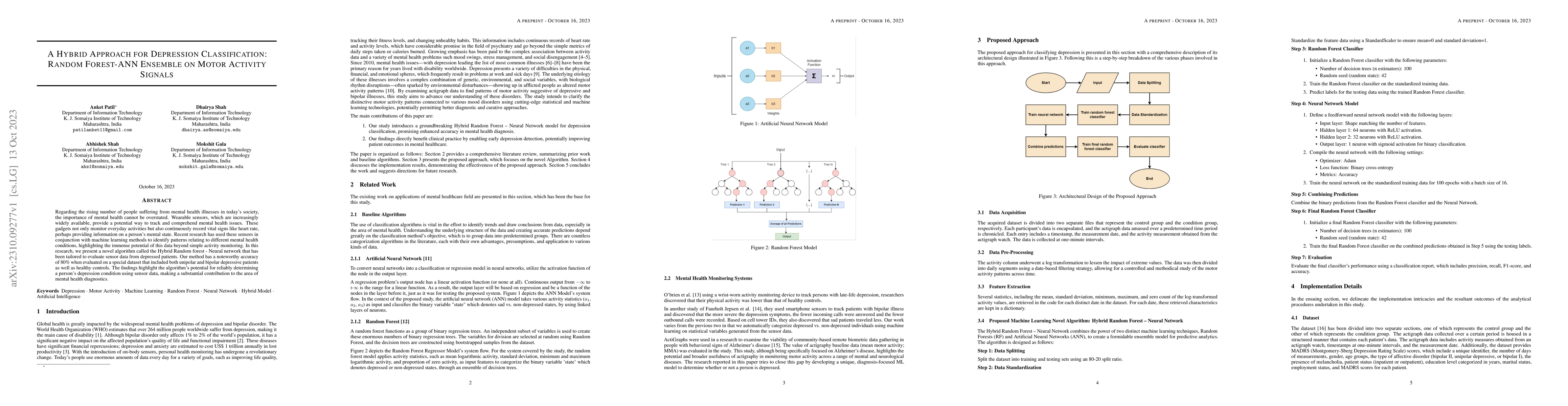 Thumbnail for A Hybrid Approach for Depression Classification: Random Forest-ANN
  Ensemble on Motor Activity Signals
