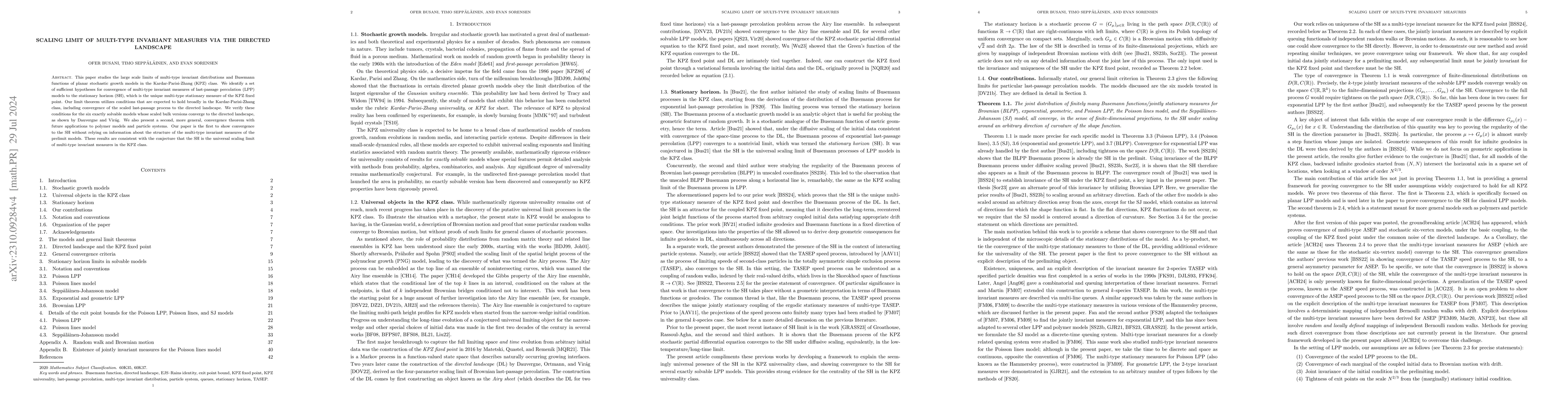 Thumbnail for Scaling limit of multi-type invariant measures via the directed
  landscape