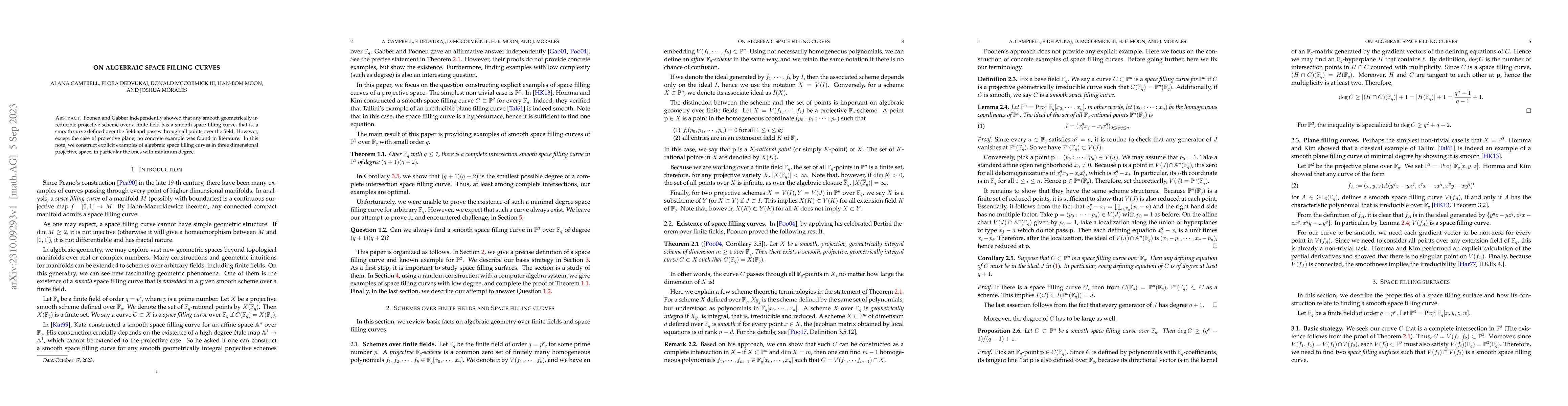 Thumbnail for On algebraic space filling curves