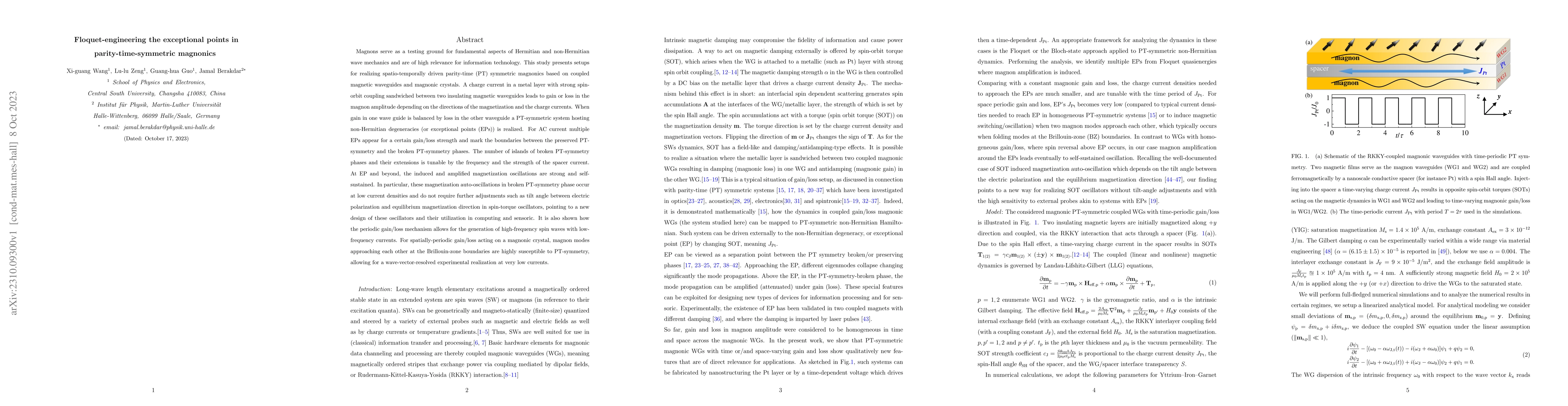 Thumbnail for Floquet-engineering the exceptional points in parity-time-symmetric
  magnonics